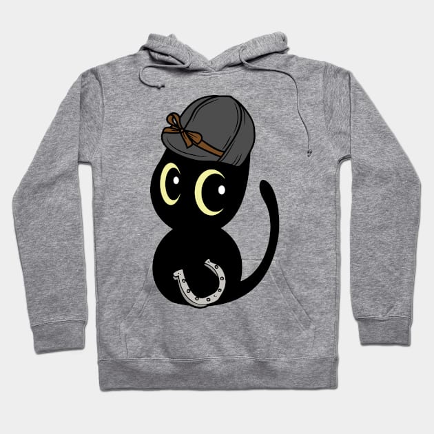 Funny black cat is ready to ride a horse Hoodie by Pet Station